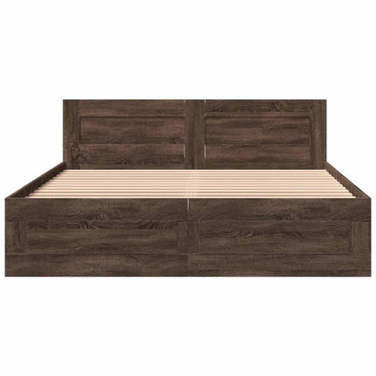 Sengeramme med hodegavl brun eik 160x200 cm konstruert tre