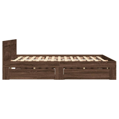 Sengeramme med hodegavl brun eik 140x200 cm konstruert tre