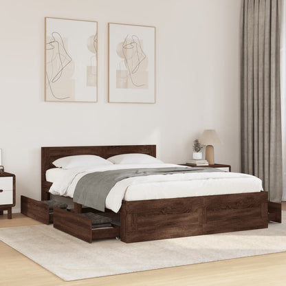 Sengeramme med hodegavl brun eik 140x200 cm konstruert tre
