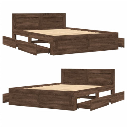 Sengeramme med hodegavl brun eik 120x200 cm konstruert tre