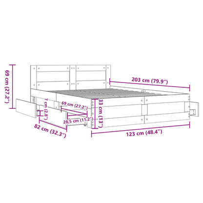 Sengeramme med hodegavl brun eik 120x200 cm konstruert tre