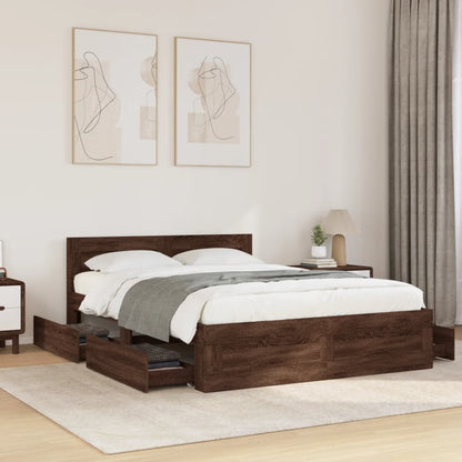 Sengeramme med hodegavl brun eik 120x200 cm konstruert tre