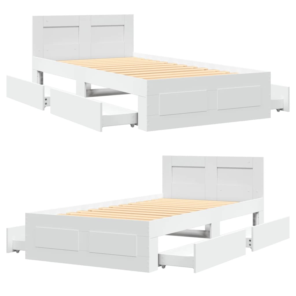Sengeramme med hodegavl hvit 75x190 cm konstruert tre