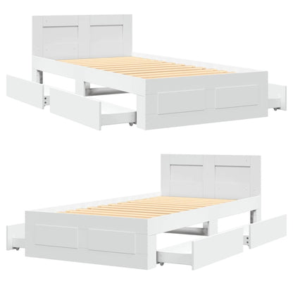 Sengeramme med hodegavl hvit 75x190 cm konstruert tre