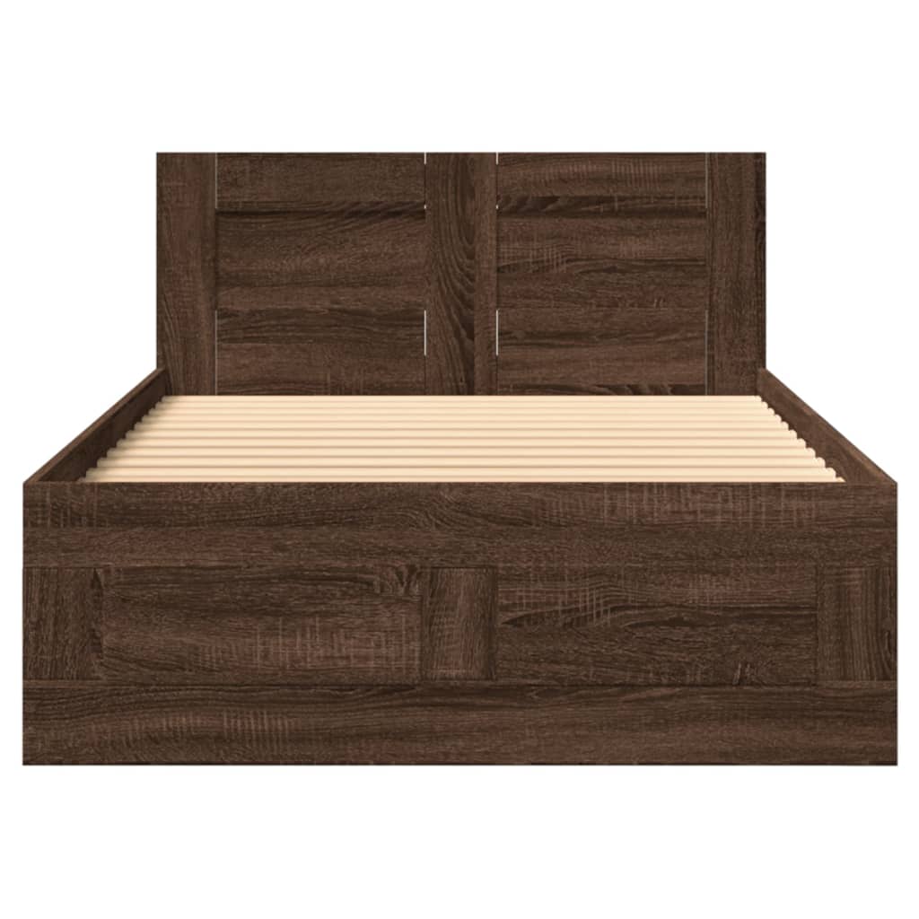 Sengeramme med hodegavl brun eik 75x190 cm konstruert tre