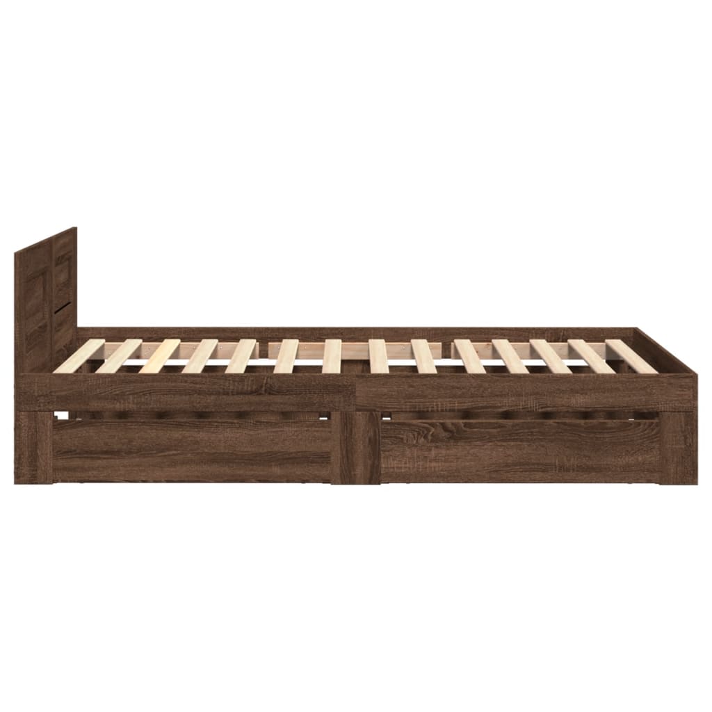 Sengeramme med hodegavl brun eik 75x190 cm konstruert tre