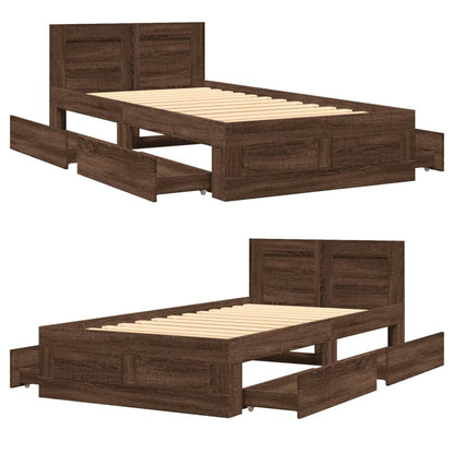 Sengeramme med hodegavl brun eik 75x190 cm konstruert tre