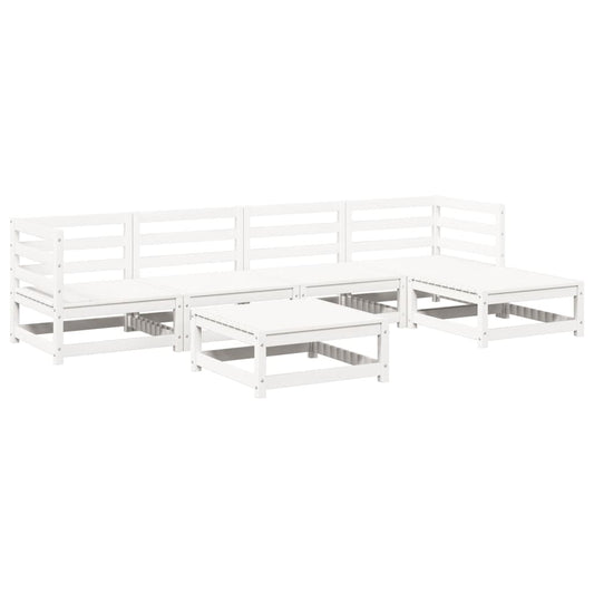 Hagesofasett 6 deler hvit heltre furu