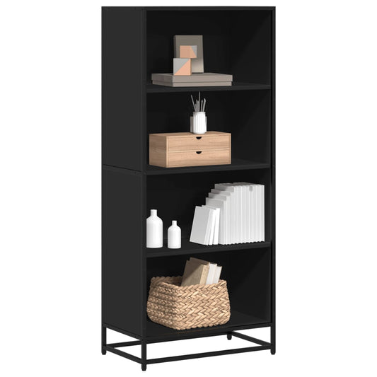 Bokhylle svart 60x35x139 cm konstruert tre