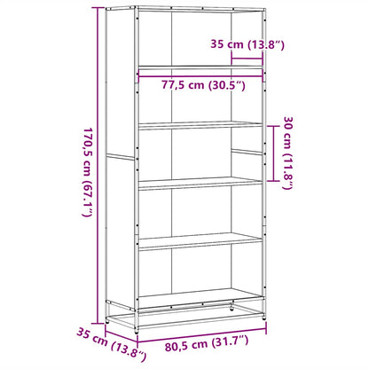 Bokhylle sonoma eik 80,5x35x170,5 cm konstruert tre