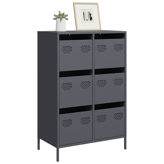 Highboard antrasitt 68x39x101,5 cm stål