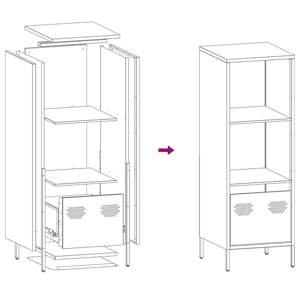 Highboard antrasitt 35x39x103,5 cm stål