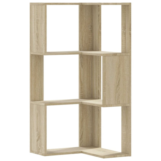 Bokhylle hjørne 3 lag sonoma eik 50x50x102 cm konstruert tre