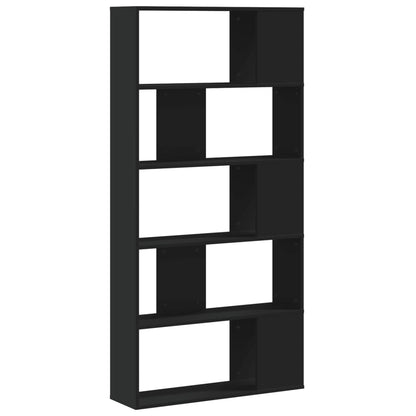 Bokhylle 5 etasjer svart 80,5x23,5x162,5 cm konstruert tre