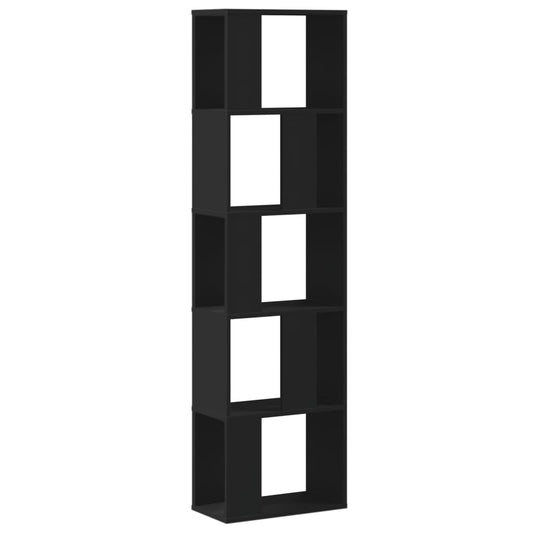 Bokhylle 5 etasjer svart 45x23,5x162,5 cm konstruert tre