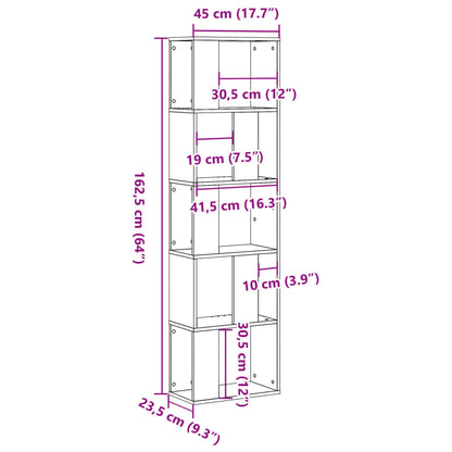 Bokhylle 5 etasjer svart 45x23,5x162,5 cm konstruert tre