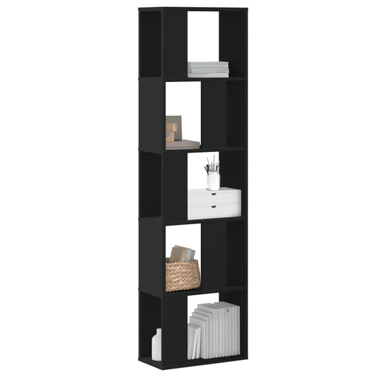 Bokhylle 5 etasjer svart 45x23,5x162,5 cm konstruert tre