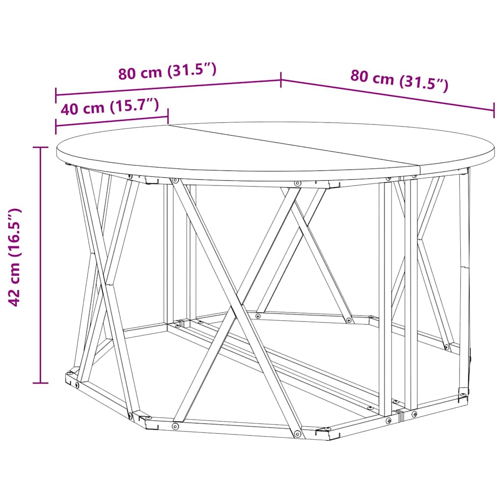 Grå Sonoma Kaffebord 80x80x42 cm Laget av konstruert tre