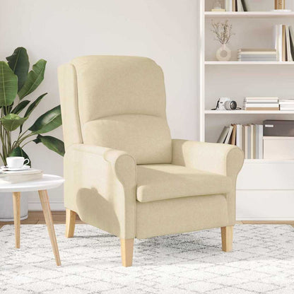 Moderne lenestol Krem Stoff og tre Medium Kremfarget lenestol