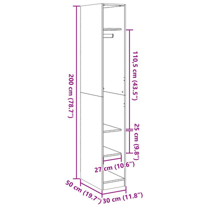 Garderobe betonggrå 30x50x200 cm konstruert tre
