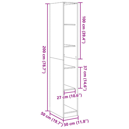 Garderobe betonggrå 30x50x200 cm konstruert tre