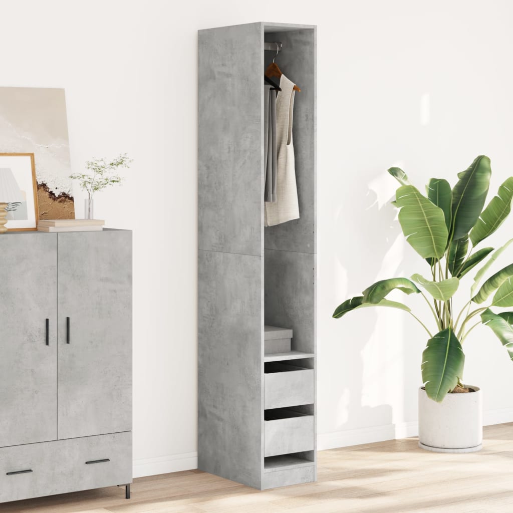 Garderobe betonggrå 30x50x200 cm konstruert tre