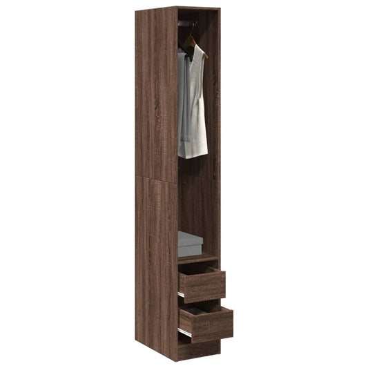Garderobe brun eik 30x50x200 cm konstruert tre