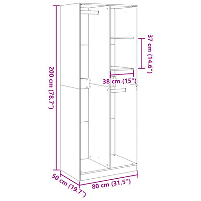 Garderobe artisan eik 80x50x200 cm konstruert tre