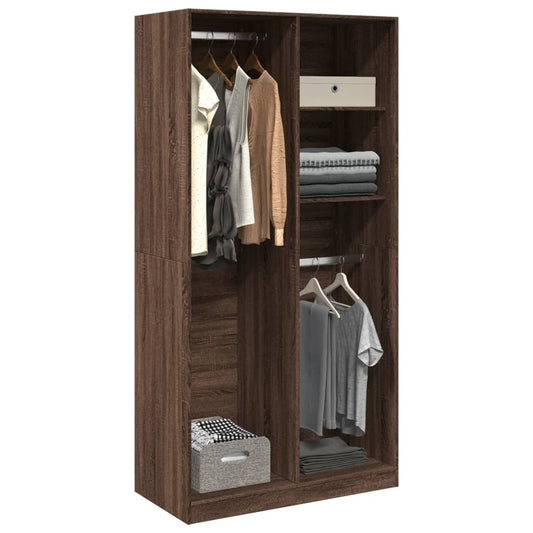 Garderobe brun eik 100x50x200 cm konstruert tre