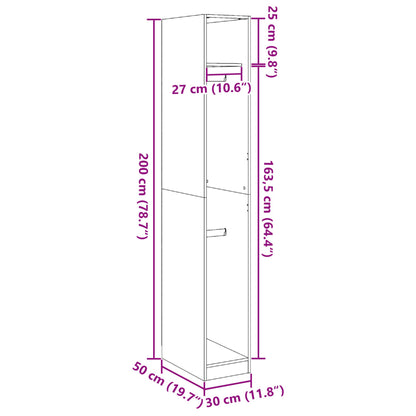 Garderobe betonggrå 30x50x200 cm konstruert tre