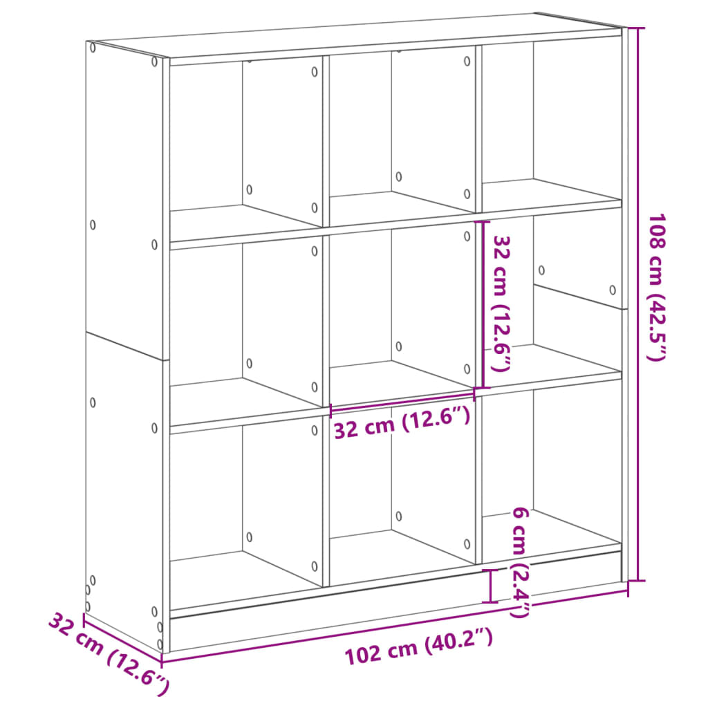 Bokhylle svart 102x32x108 cm konstruert tre