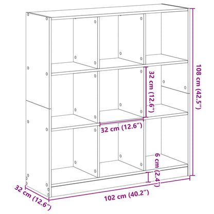Bokhylle svart 102x32x108 cm konstruert tre
