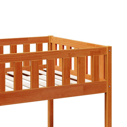 Barneseng med madrass voksbrun 90x200 cm heltre furu