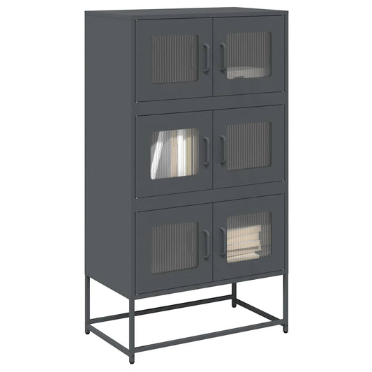 Highboard antrasitt 68x39x123 cm stål