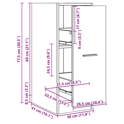 Apotekskap artisan eik 30x41x77,5 cm konstruert tre