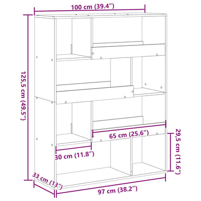 Bokhylle sonoma eik 100x33x125,5 cm konstruert tre