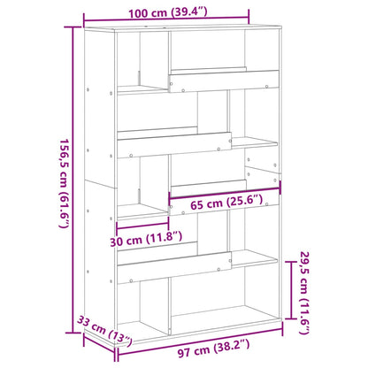 Bokhylle sonoma eik 100x33x156,5 cm konstruert tre