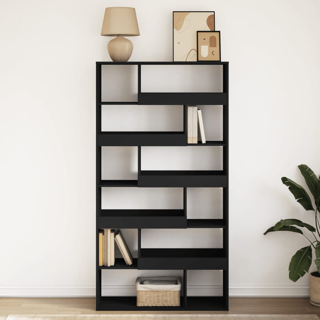 Bokhylle svart 100x33x187,5 cm konstruert tre