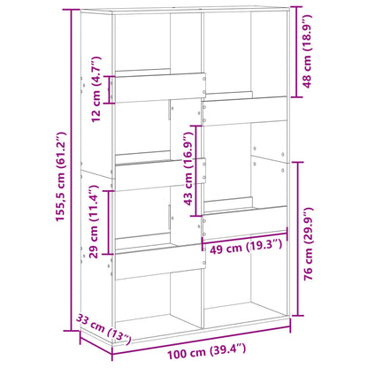 Bokhylle svart 100x33x155,5 cm konstruert tre