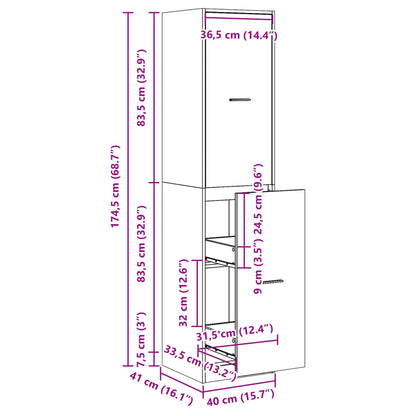 Apotekskap hvit 40x41x174,5 cm konstruert tre