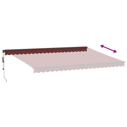 Automatisk uttrekkbar markise med LED burgunder 500x300 cm