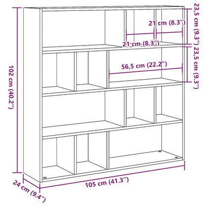 Bokhylle/romdeler gammelt tre 105x24x102 cm