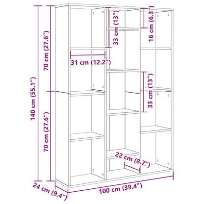 Bokhylle/Romdeler gammelt tre 100x24x140 cm konstruert tre