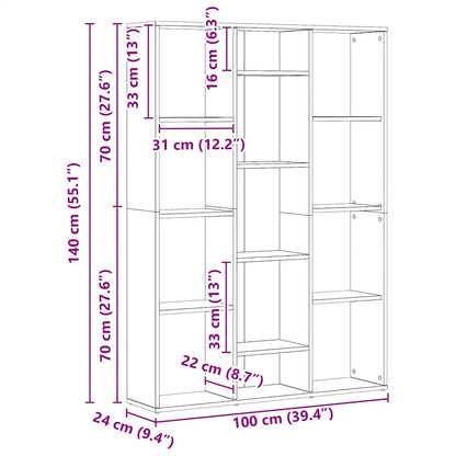 Bokhylle/Romdeler artisan eik 100x24x140 cm konstruert tre