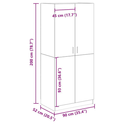 Garderobe artisan eik 90x52x200 cm konstruert tre