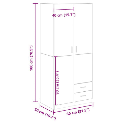 Garderobe artisan eik 80x52x180 cm konstruert tre