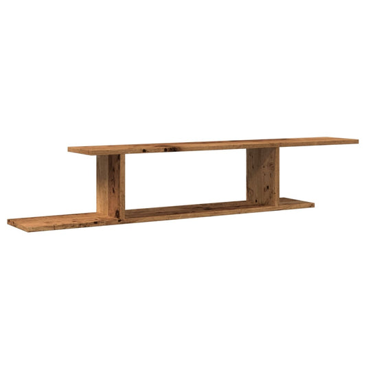 Veggmontert TV-hylle gammelt tre 125x18x23 cm konstruert tre
