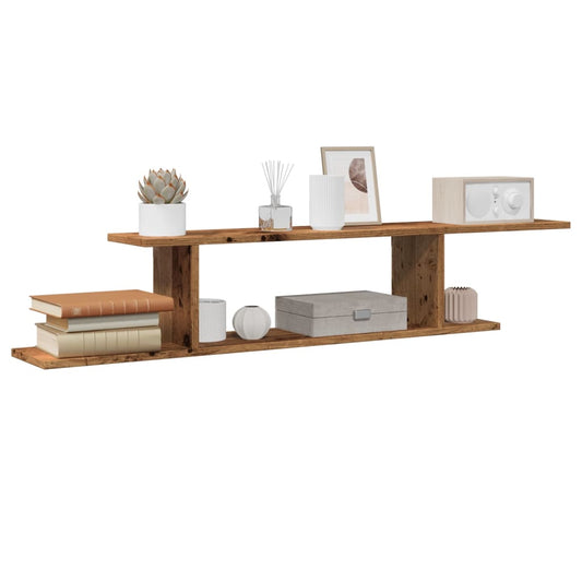 Veggmontert TV-hylle gammelt tre 125x18x23 cm konstruert tre