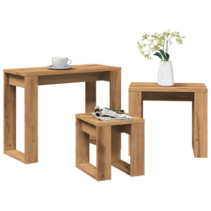 Stablebord 3 stk artisan eik konstruert tre
