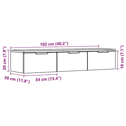 Veggskap gammelt tre 102x30x20 cm konstruert tre